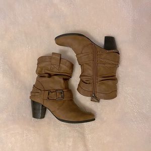 ALDO Brown Leather Buckled Boots Womens US 7
